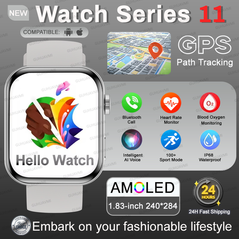 Smartwatch Watches For Women With Gps - เวอร์ชันสากลแฟชั่นนาฬิกาใหม่ซีรีส์ 11 ผู้ชายผู้หญิงสมาร์ทวอทช์ GPS สร้อยข้อมือเส้นทางการเคลื่อนที่ HD