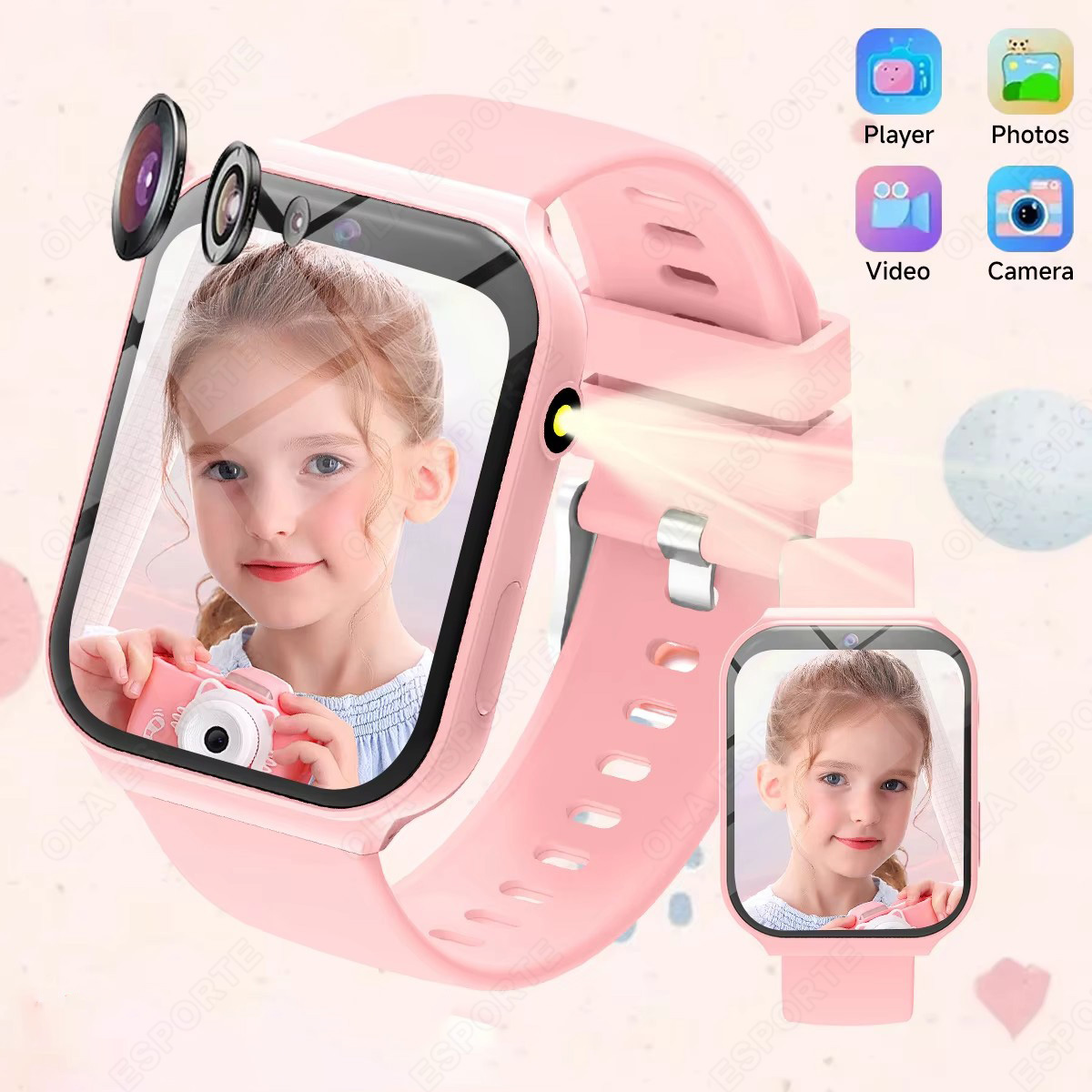 Smartwatch Watches Birthday Gift For Girls - สมาร์ทวอทช์เด็กใหม่ปี 2025 กล้อง HD ไฟฉาย คู่หูการเรียนรู้