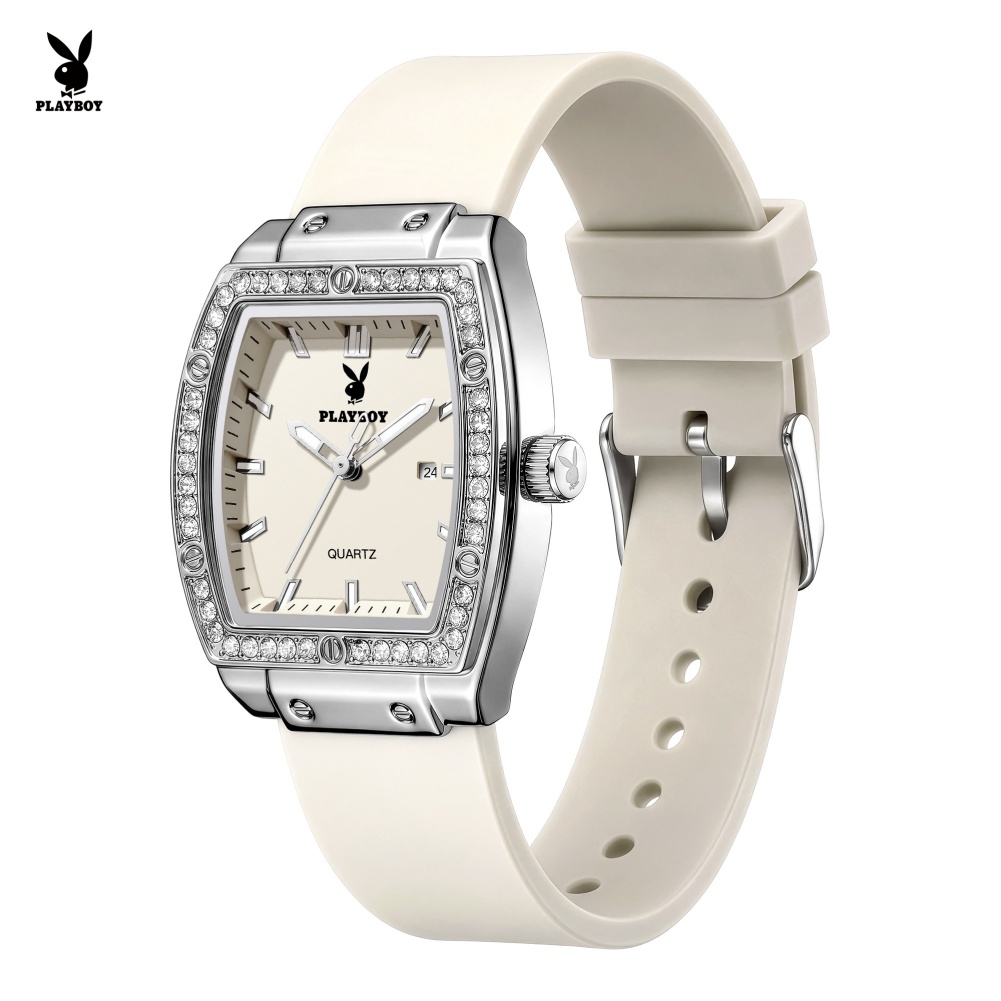 Watch Bezel Insert - PLAYBOY 3146 นาฬิกาผู้หญิงที่สง่างามแฟชั่น Tonneau Diamond Bezel
