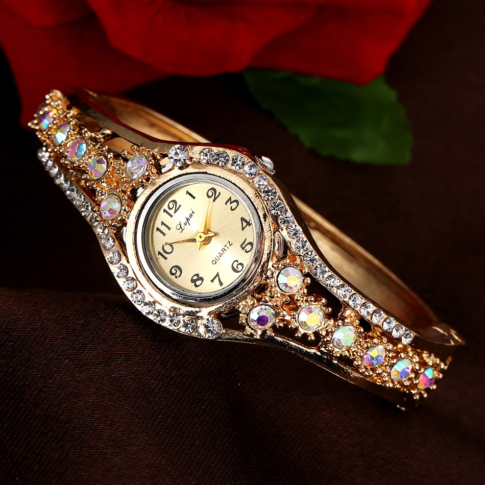 Watch Bezel Insert - ผู้หญิงหรูหราสีเพชร BEZEL Elegant สร้อยข้อมือนาฬิกาแฟชั่น Exqusite ขนาดเล็กนาฬิกาสาวของขวัญวันเกิด