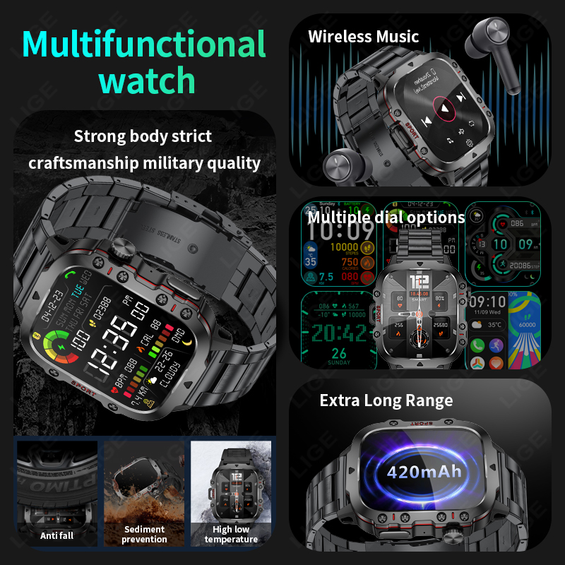 2026 นาฬิกาสมาร์ทวอทช์ทหารที่ท - Smartwatch Rugged Watches For Men บทวิจารณ์และราคา