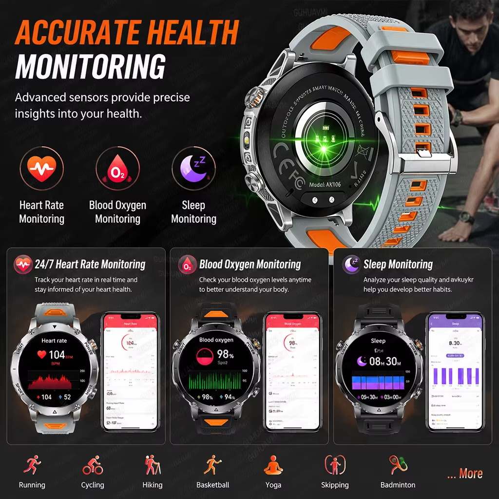 สมาร์ทวอทช์สำหรับกิจกรรมกลางแจ - Smartwatch Rugged Watches For Men บทวิจารณ์และราคา