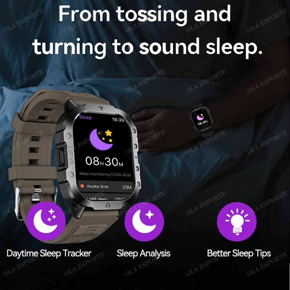 ใหม่ทนทานทหารไฟฉายสมาร์ทวอทช์  - Smartwatch Rugged Watches For Men บทวิจารณ์และราคา